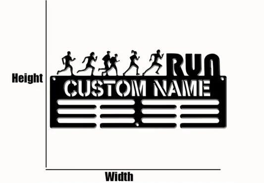 Pre-Order: Personalized Marathon Silhouette Metal Medal Hanger (Size: 40X17.6cms)